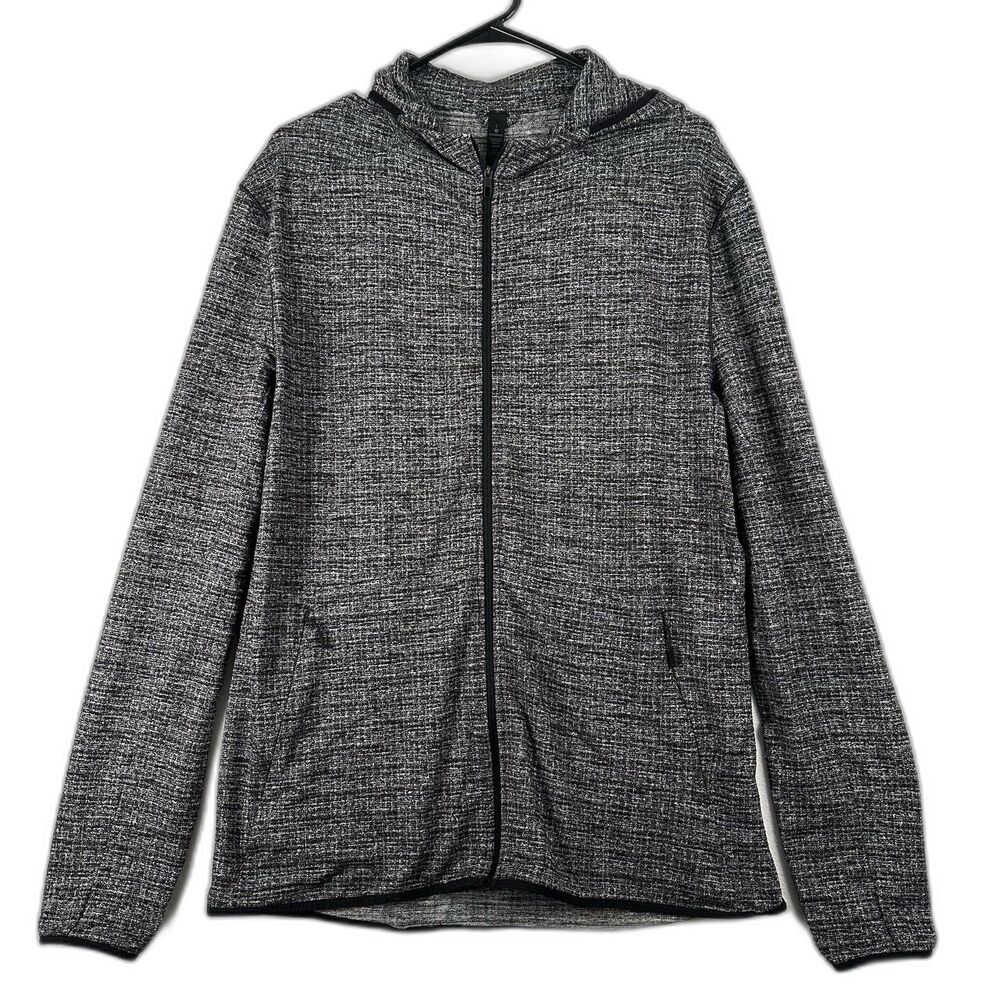 Lululemon Hooded Jacket Mens Large Full Zip Surge Warm Rulu Grey Black Running